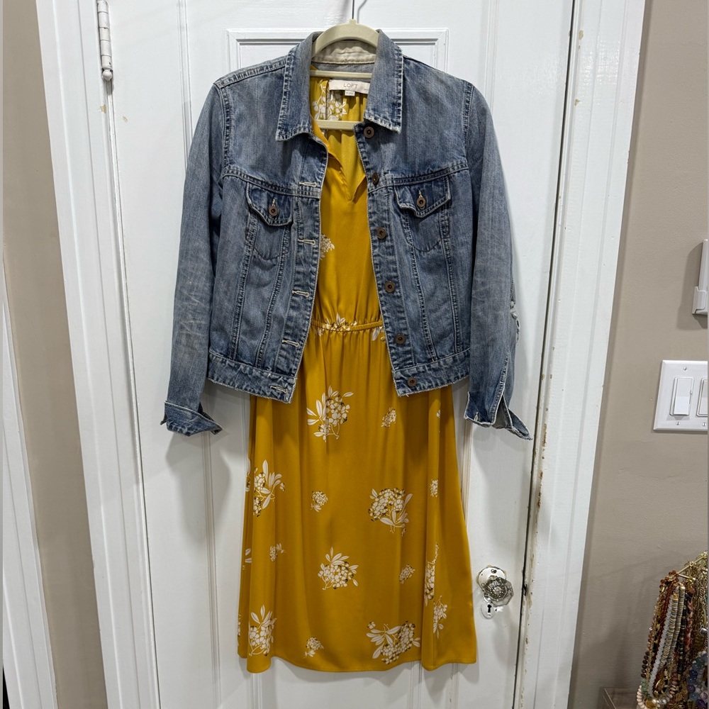 Ann Taylor LOFT Yellow Midi Dress SP - Picture 10 of 12
